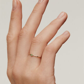 9K gold emerald solitaire ring , J04068-02-EM, mainproduct