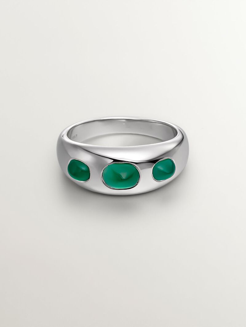 925 silver ring with green chalcedon image number 2