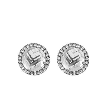 Silver border earrings with white topaz , J00818-01-WT-NEW,hi-res