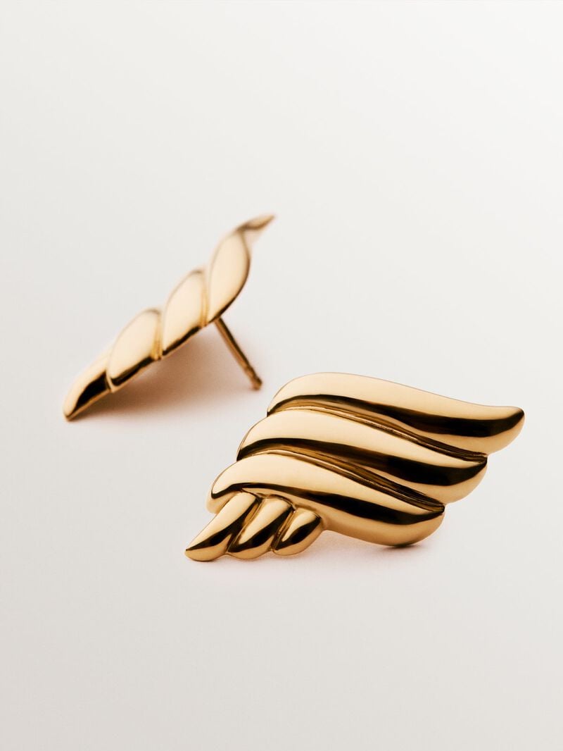 18K yellow gold plated 925 silver earrings with fluid shape image number 2