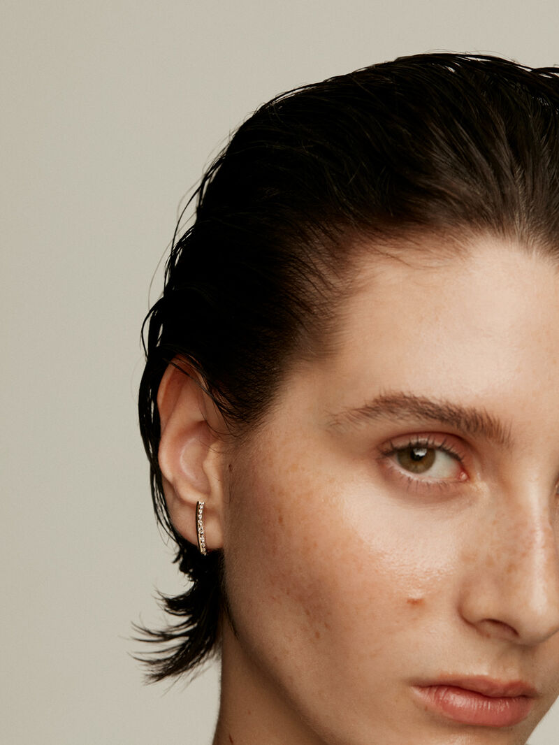 Right individual climber earring made of 18K yellow and white gold with diamonds. image number 1