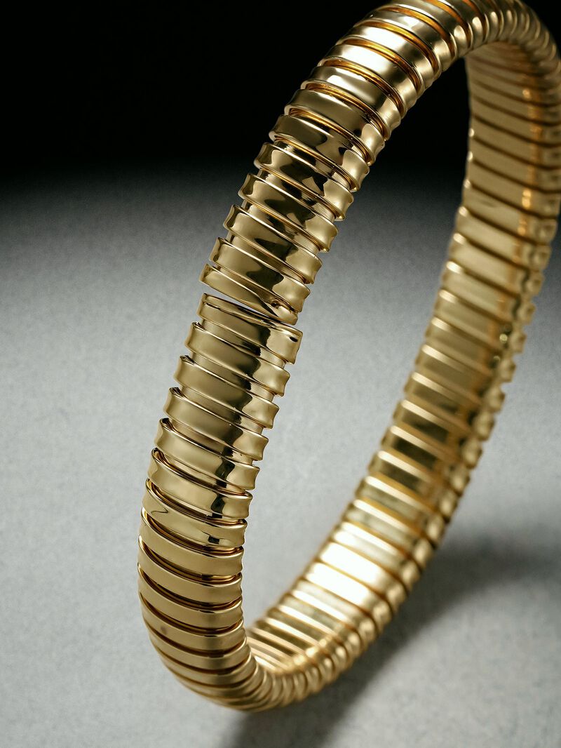 Tubogas S bracelet in 925 sterling silver plated with 18K yellow gold image number 2