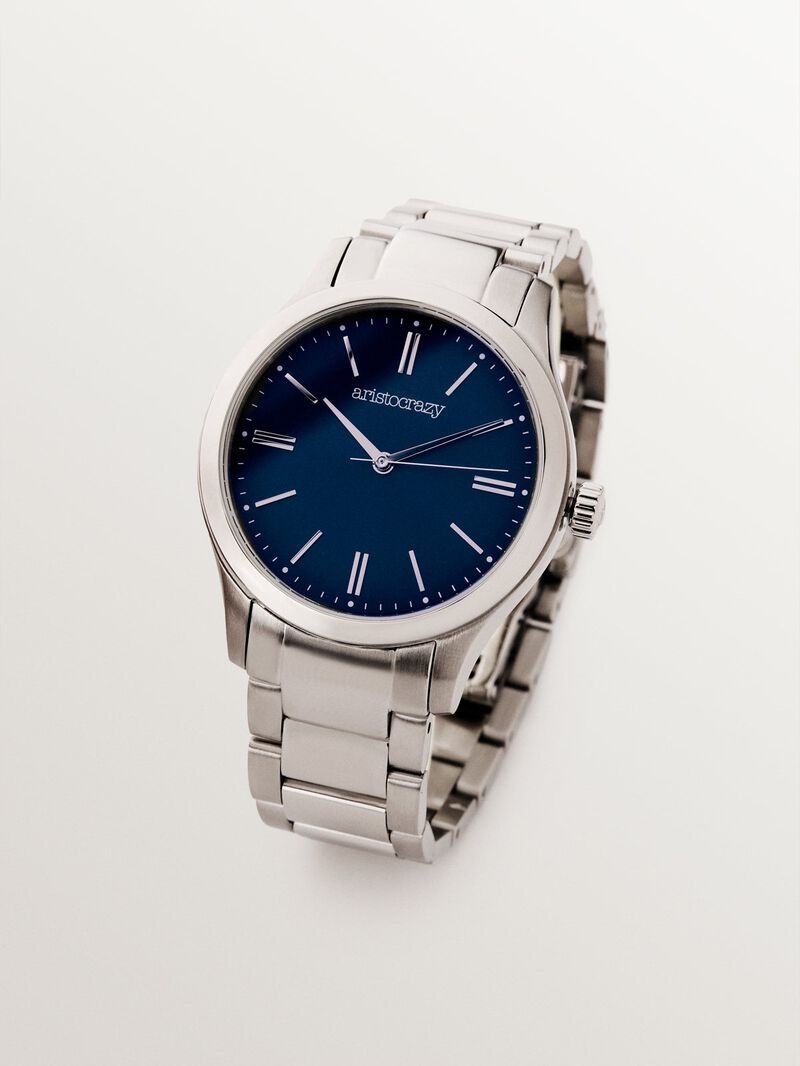 Mitte watch with gray steel strap and blue dial image number 2