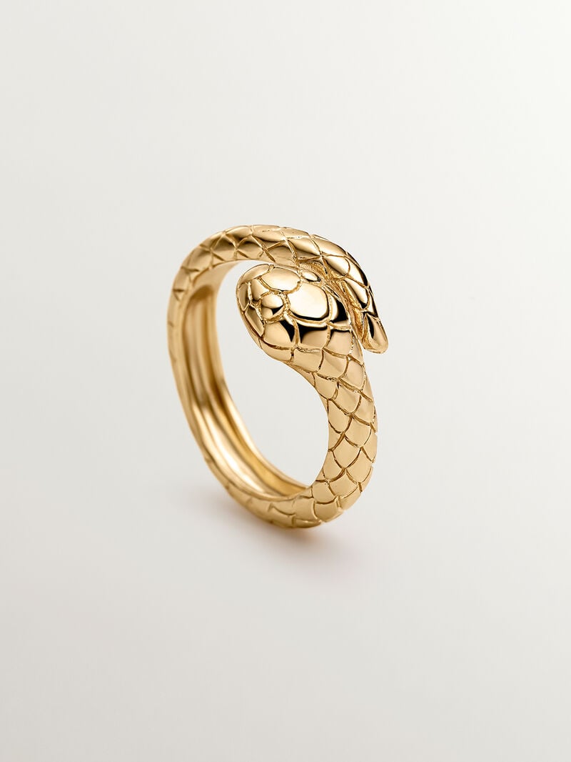 925 Silver ring bathed in 18K yellow gold in the shape of a snake image number 0