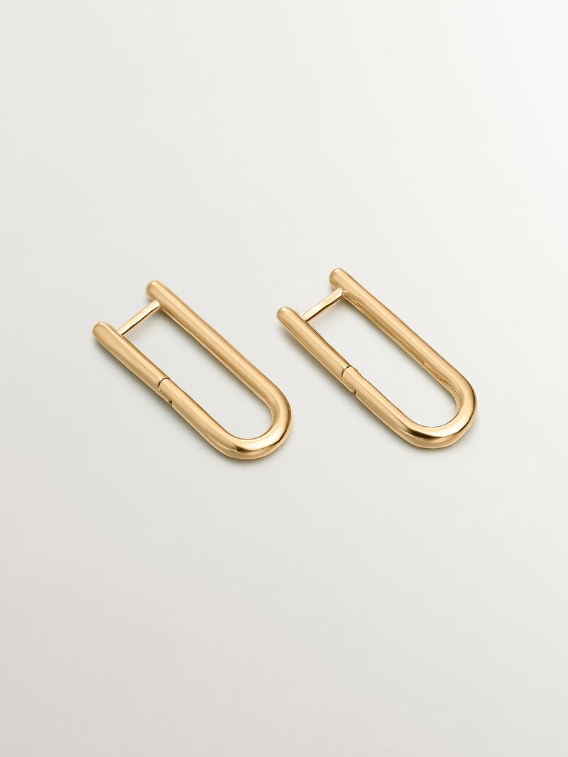Long hoop earrings in 925 silver plated in 18K yellow gold image number 2