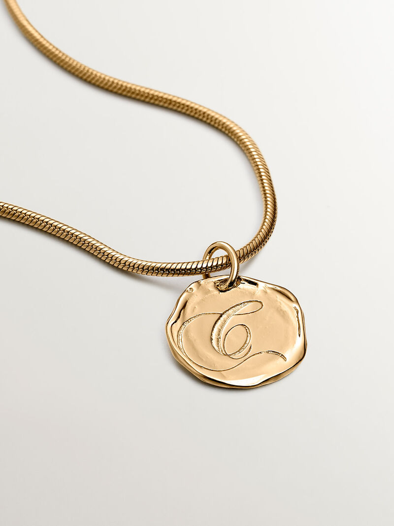 Handcrafted charm made of 925 silver, plated in 18K yellow gold with the initial C. image number 4