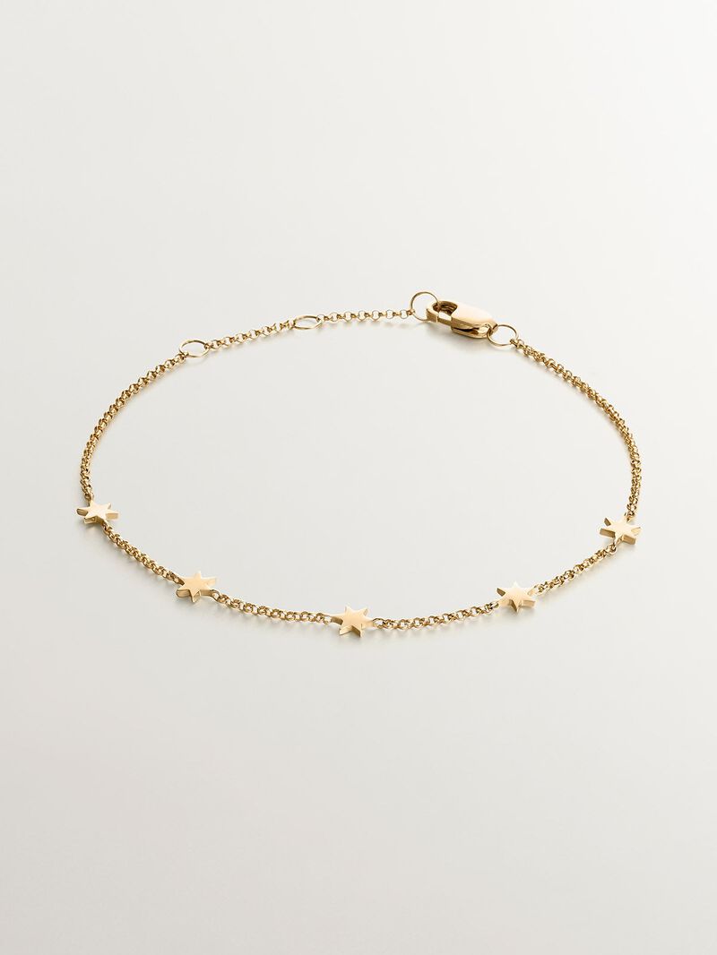 Pulsera de plata 925 bañada en oro amarillo de 18K con estrellas image number 0
