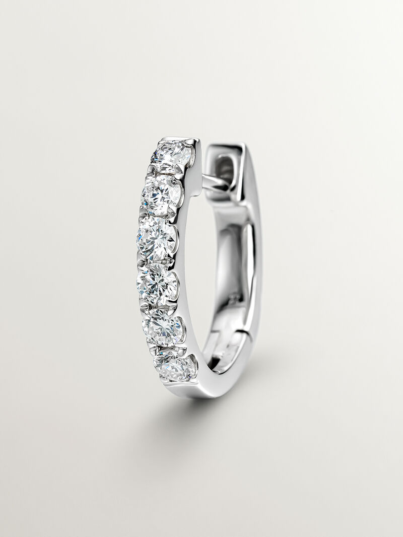 18K white gold single hoop earring with brilliant-cut diamond image number 4