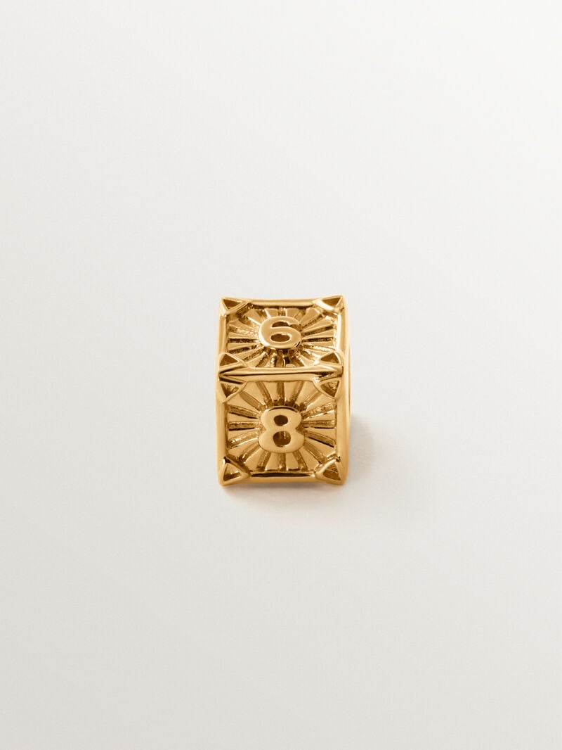 18K gold-plated 925 silver cube charm with even numbers image number 0