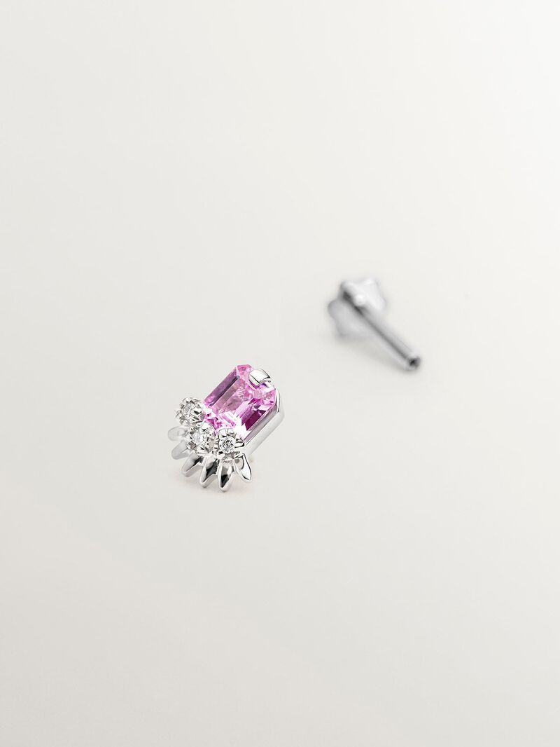 18K white gold piercing with pink sapphire and diamonds image number 4