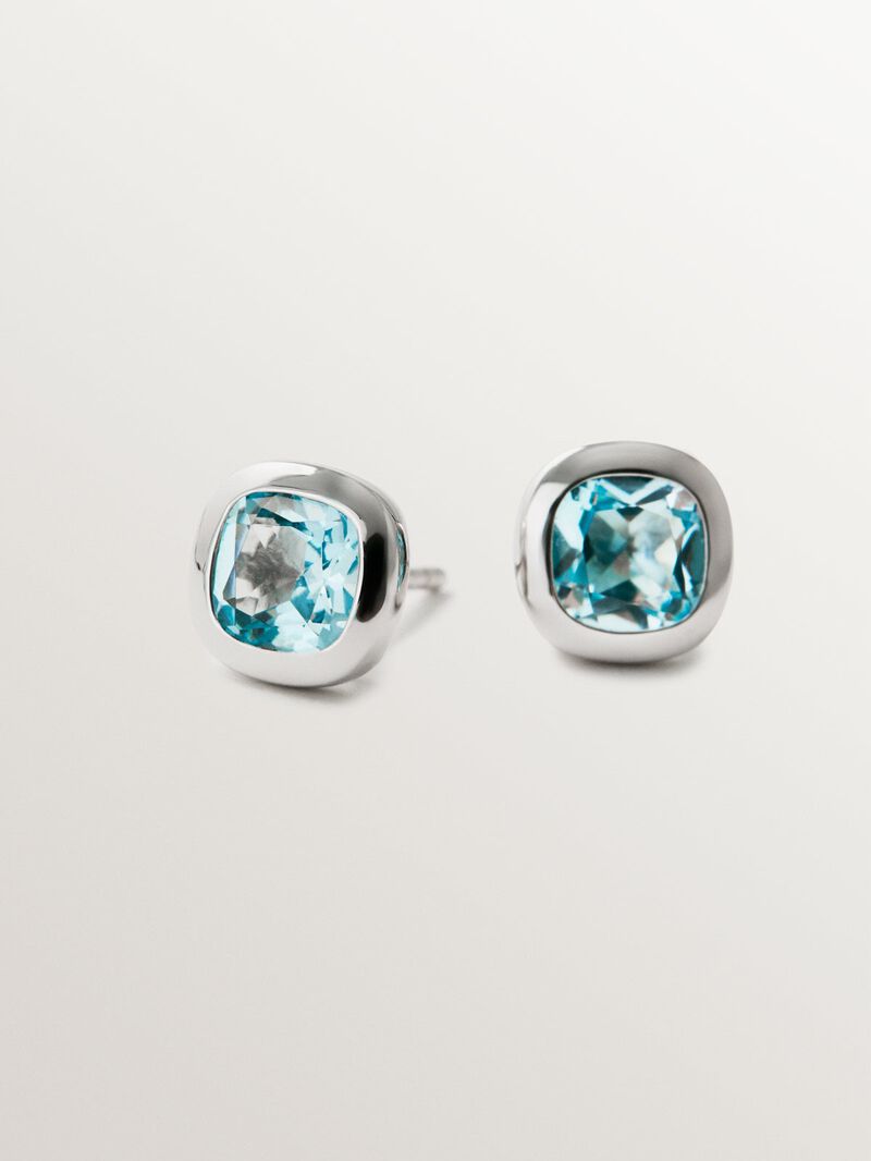 925 silver earrings with 2 sky blue topazes image number 2