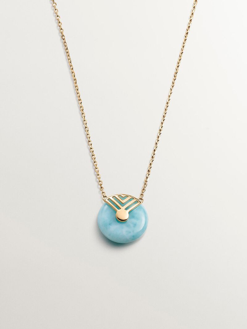 9K yellow gold pendant with blue larimar image number 2