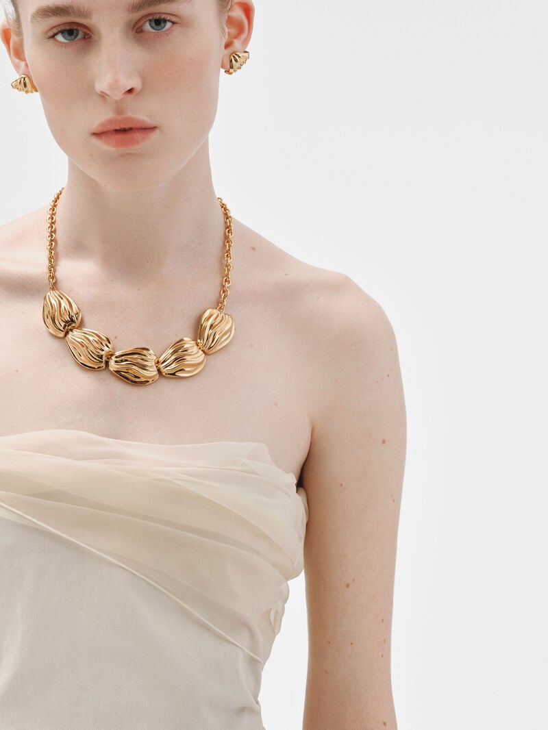 18K yellow gold plated 925 silver necklace with texture image number 5