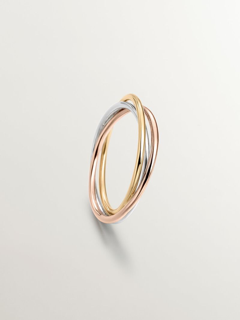 9K White, Yellow and Rose Gold Triple Ring image number 4
