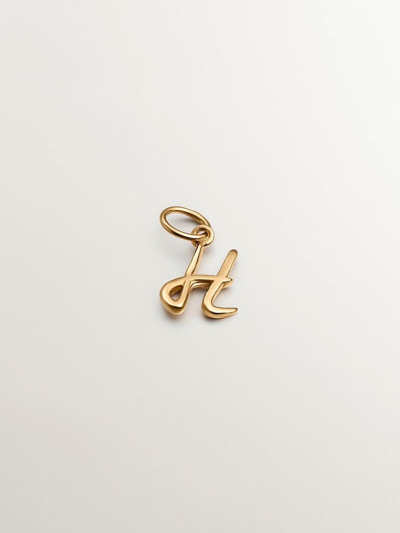 925 Silver charm bathed in 18K yellow gold with initial H image number 0