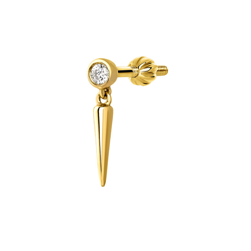 Boucle d'oreille piercing en or jaune pointe diamant 0,02 ct , J03876-02-H, mainproduct