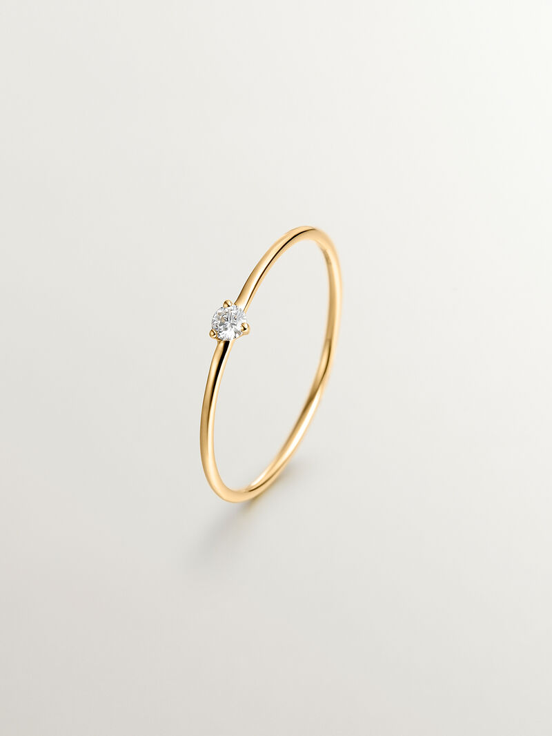 18K yellow gold solitaire ring with a 0.048cts diamond. image number 0