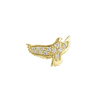 Pendiente suelto águila de oro amarillo de 18kt con diamantes, J05098-02-H-18,hi-res