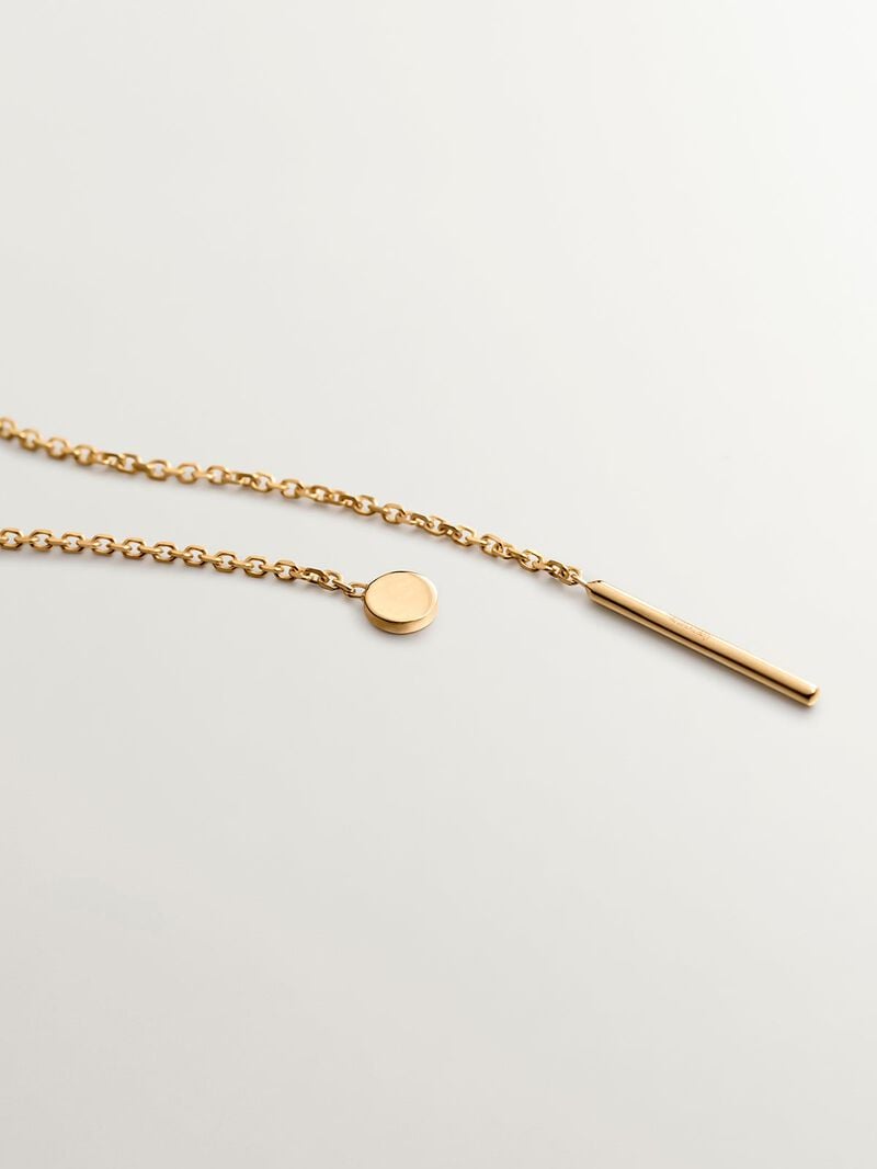 Single long 9K yellow gold earring with chain image number 2