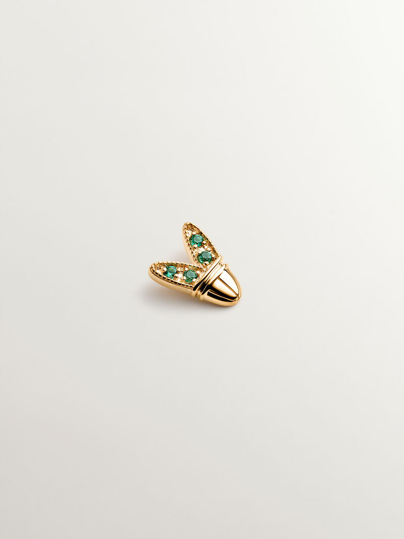 18K yellow gold piercing with emeralds and wing shape image number 0