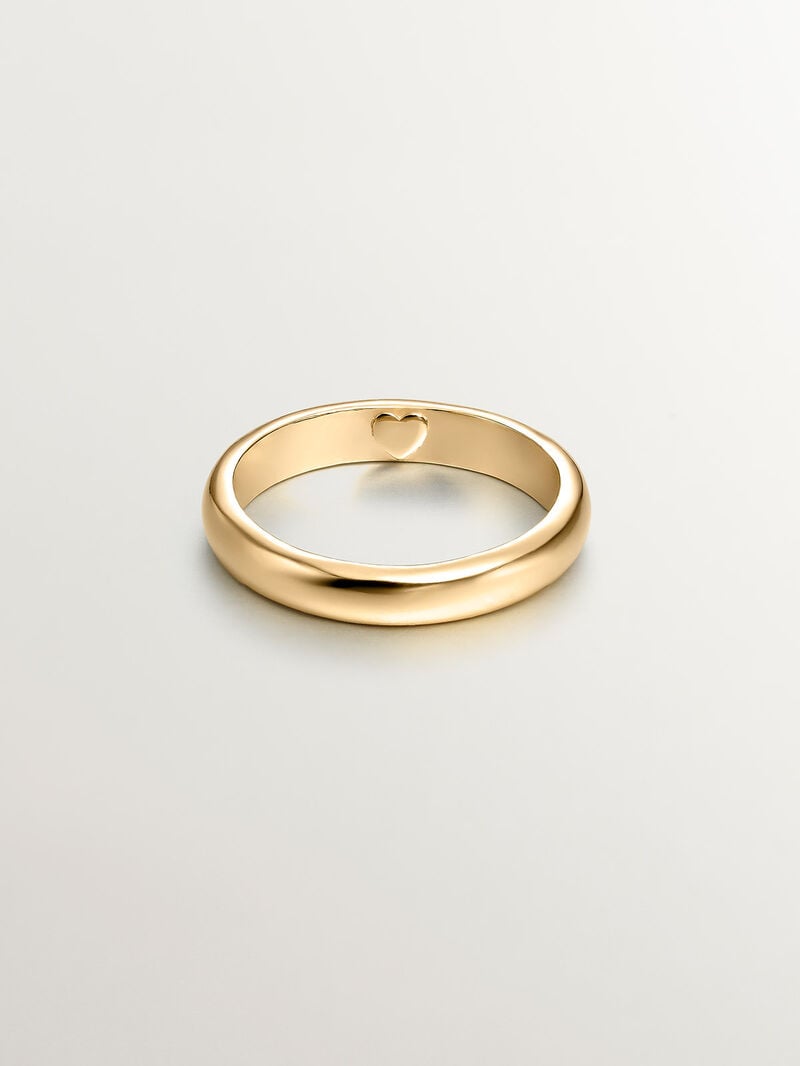 925 Silver band-style ring bathed in 18K yellow gold with an internal heart. image number 0