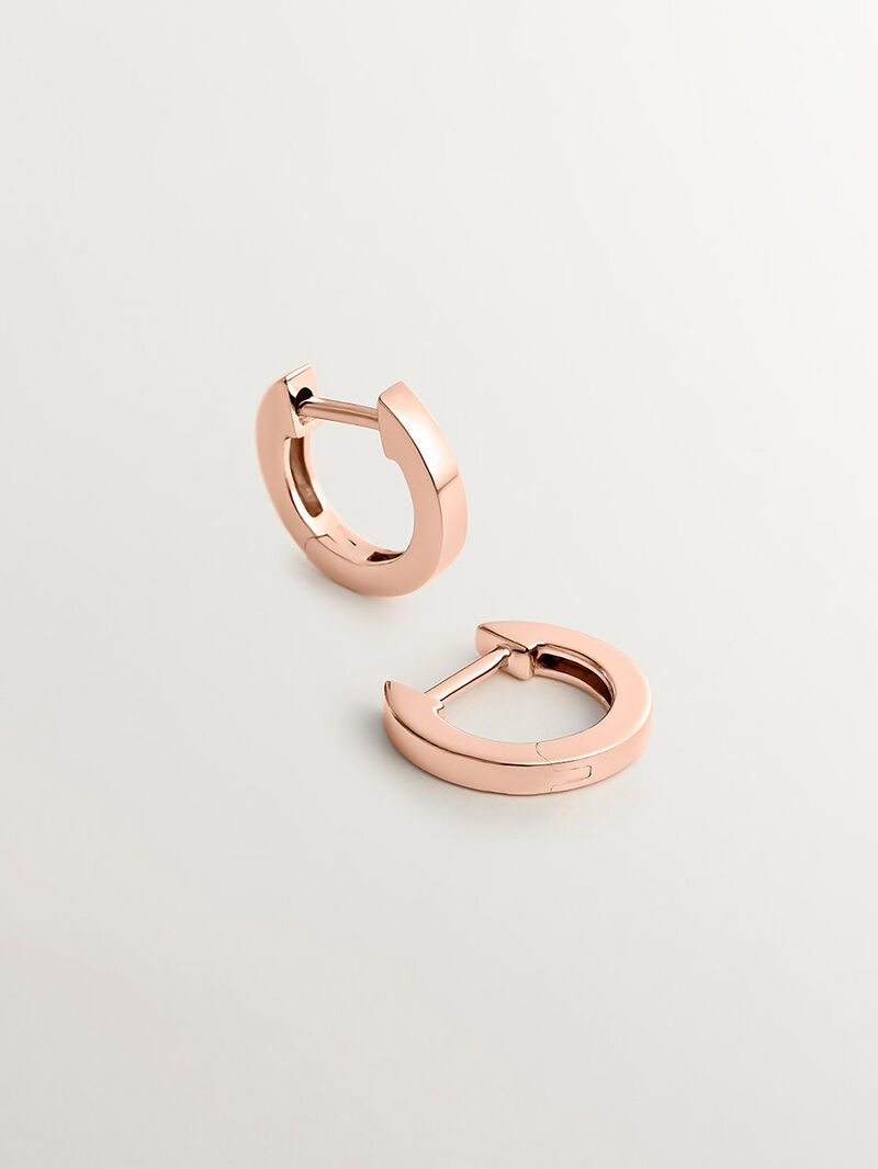 Small 925 silver hoop earrings bathed in 18K rose gold image number 1