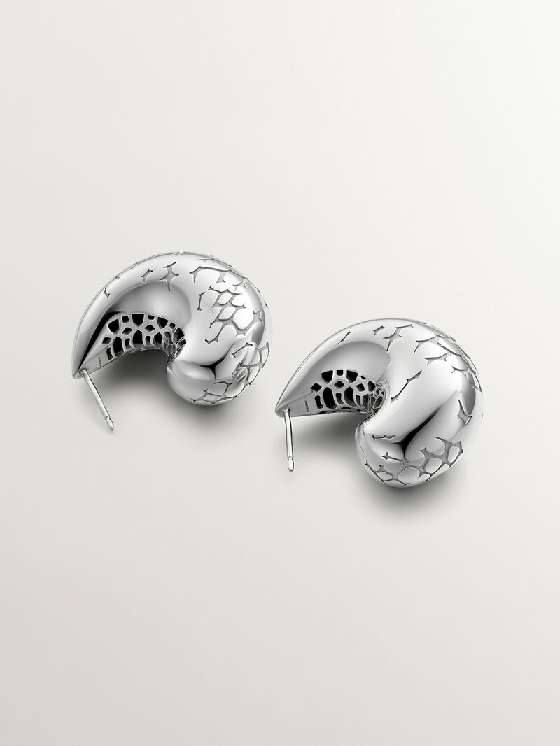925 silver and snake texture drop earrings image number 2
