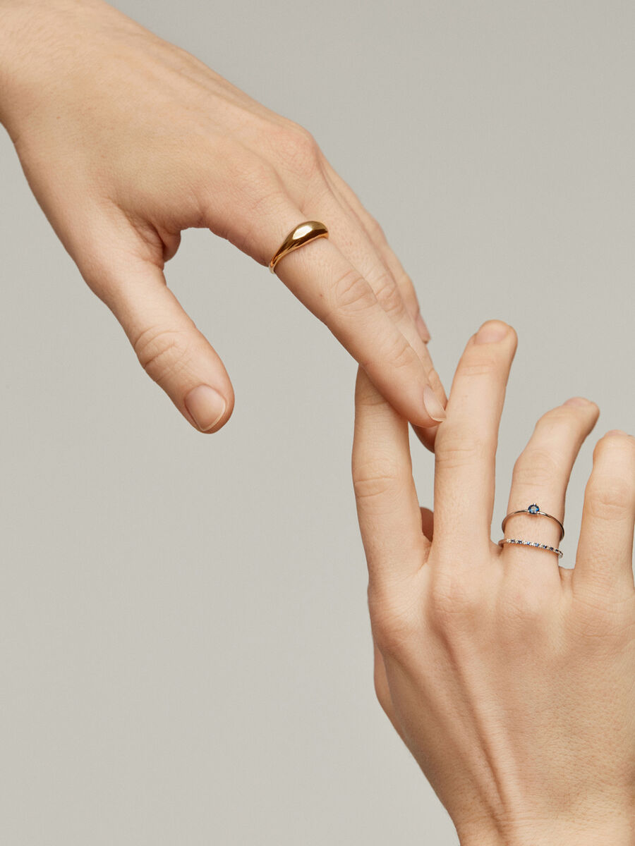 Convex ring in 18kt yellow gold-plated silver, J05220-02, hi-res
