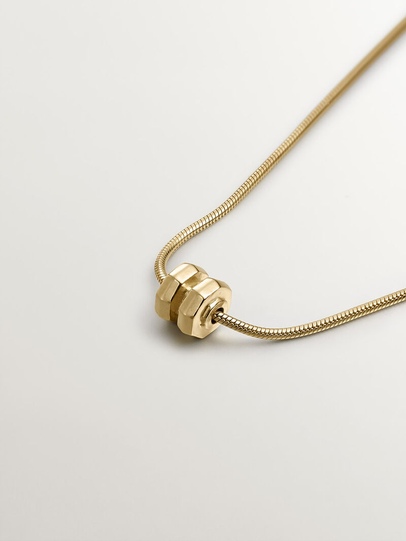925 silver bracelet in 18k yellow gold of bearded links with geometric motif image number 2
