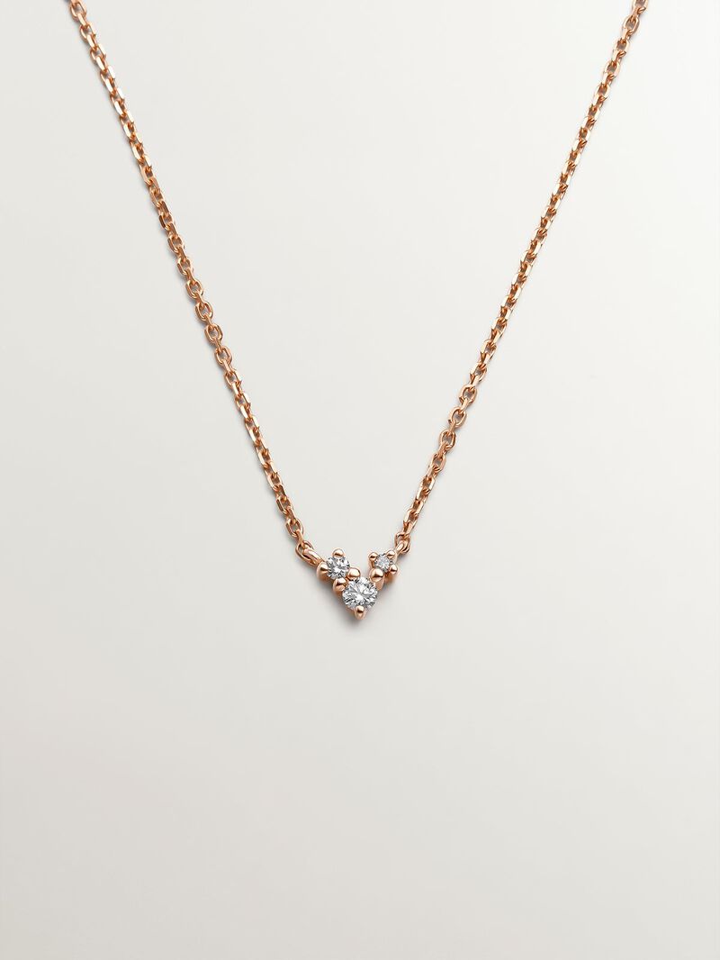 9K Rose Gold Triple Diamond Pendant image number 0