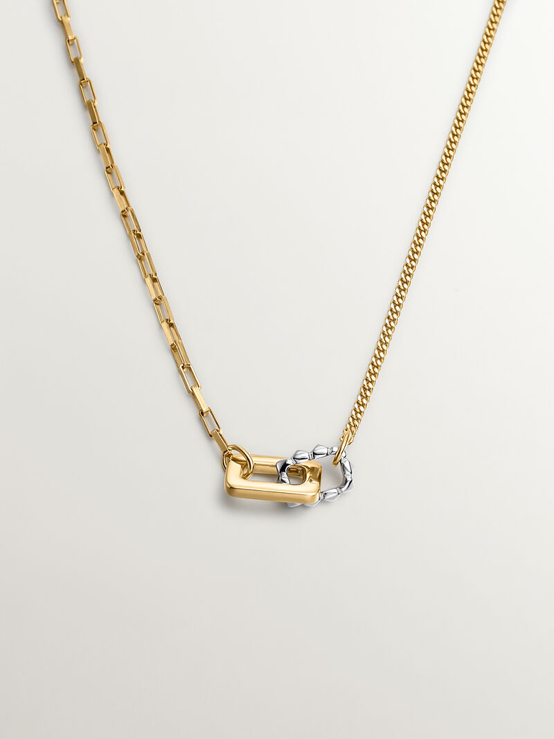 Bicolor pendant of 925 silver and 925 silver bathed in 18K yellow gold with geometric shapes. image number 0