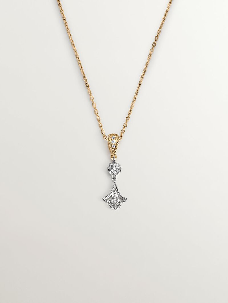 18K white and yellow gold pendant with brilliant cut diamonds image number 0