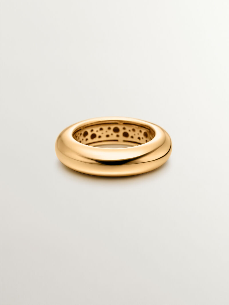 925 thick silver ring in 18k yellow gold image number 2