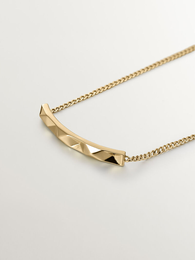 925 silver bracelet bathed in 18K yellow gold with geometric texture image number 2