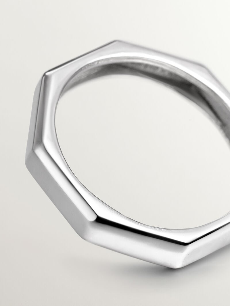 925 silver ring with geometric texture image number 4