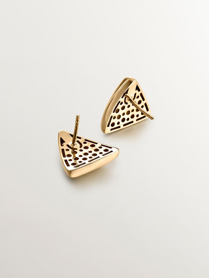 18K yellow gold plated 925 silver earrings with triangular shape image number 6