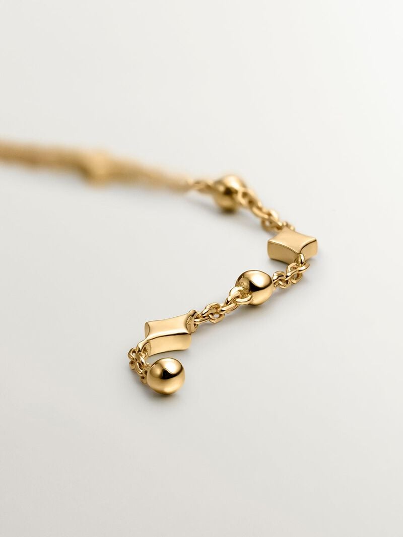 Single 9K yellow gold earring with chain and motifs. image number 4