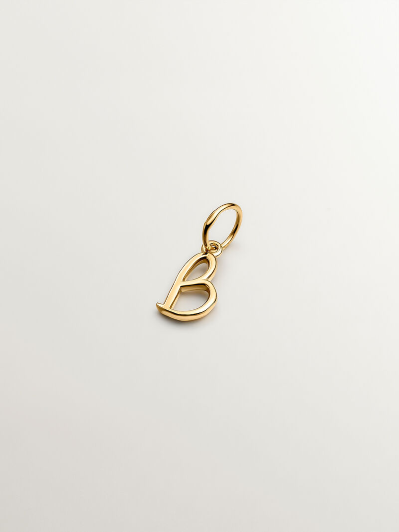 18K Yellow Gold Plated 925 Silver Charm with Initial B image number 0