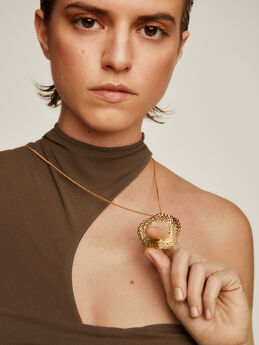 Collier XL ovale osier en argent plaqué en or jaune 18 K, J04420-02, mainproduct