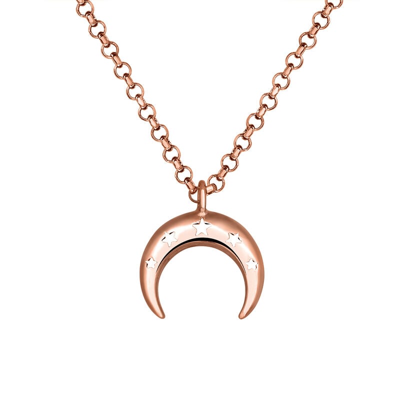 Rose gold plated moon necklace, J03461-03, hi-res