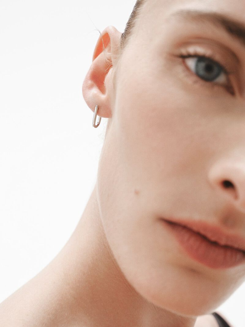 925 silver long hoop earrings image number 1