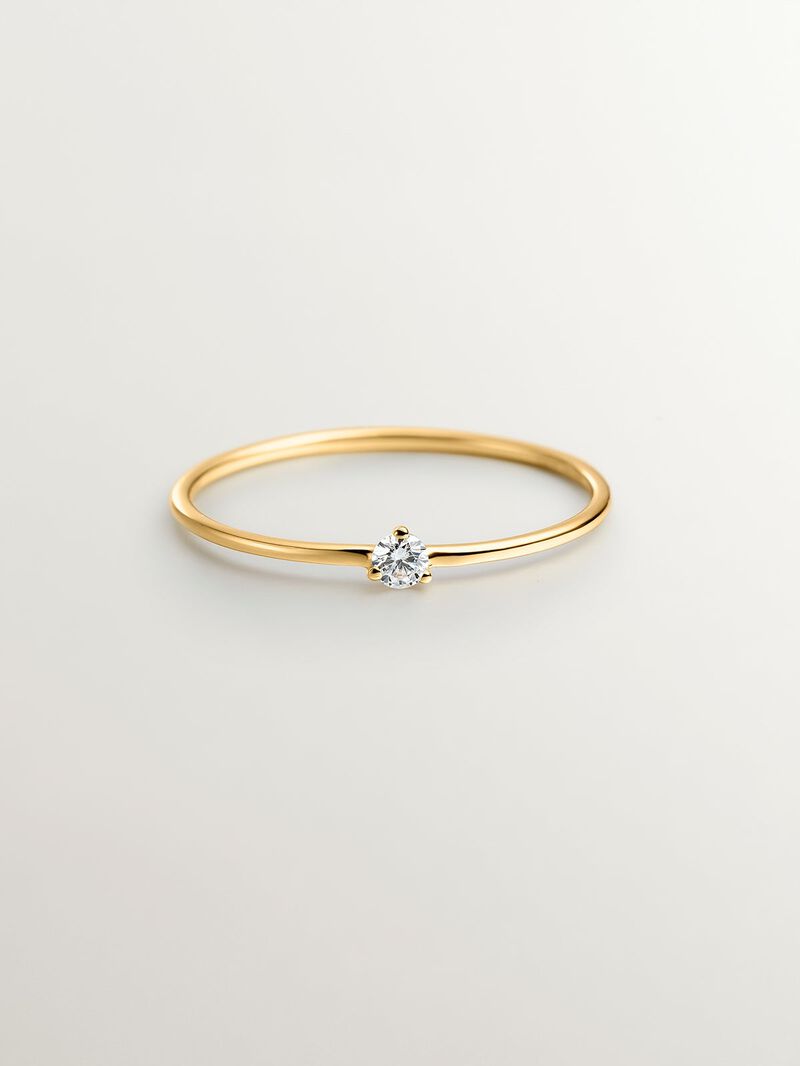 18K yellow gold solitaire ring with a 0.048cts diamonds ISI2 image number 2