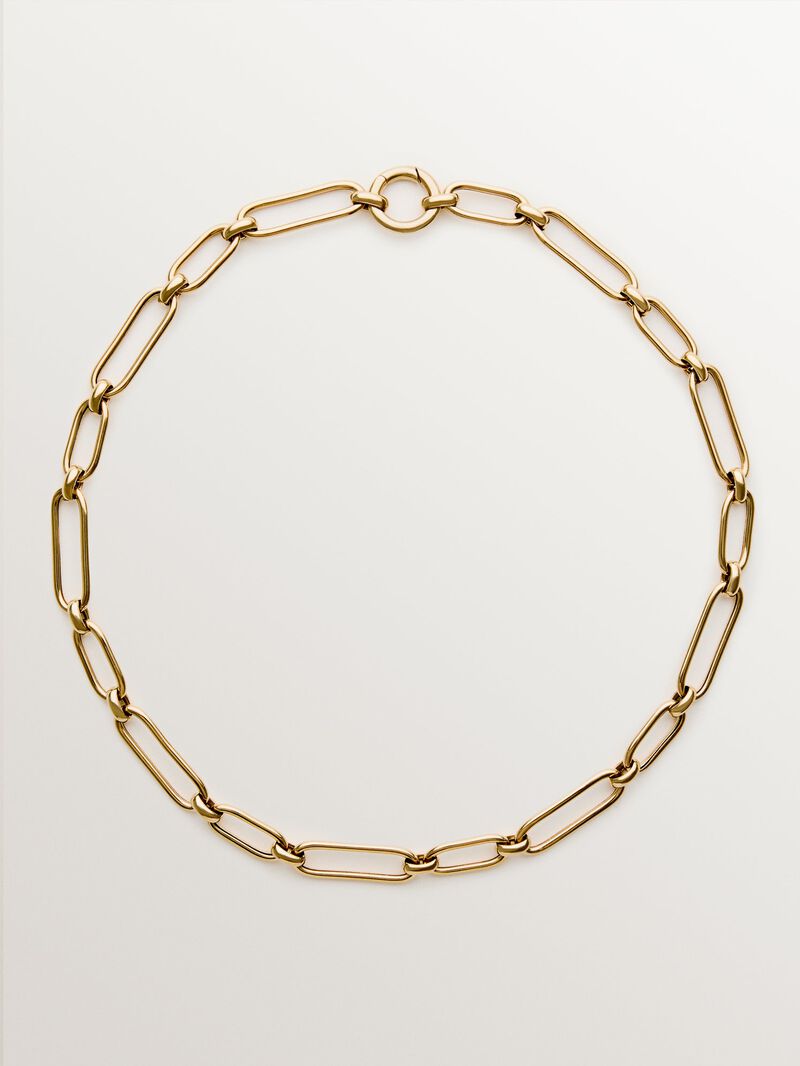 18K yellow gold plated 925 silver chain with rectangular links image number 0