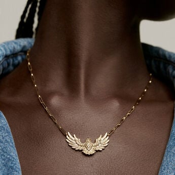 Collar águila plata recubierta oro , J04548-02,model