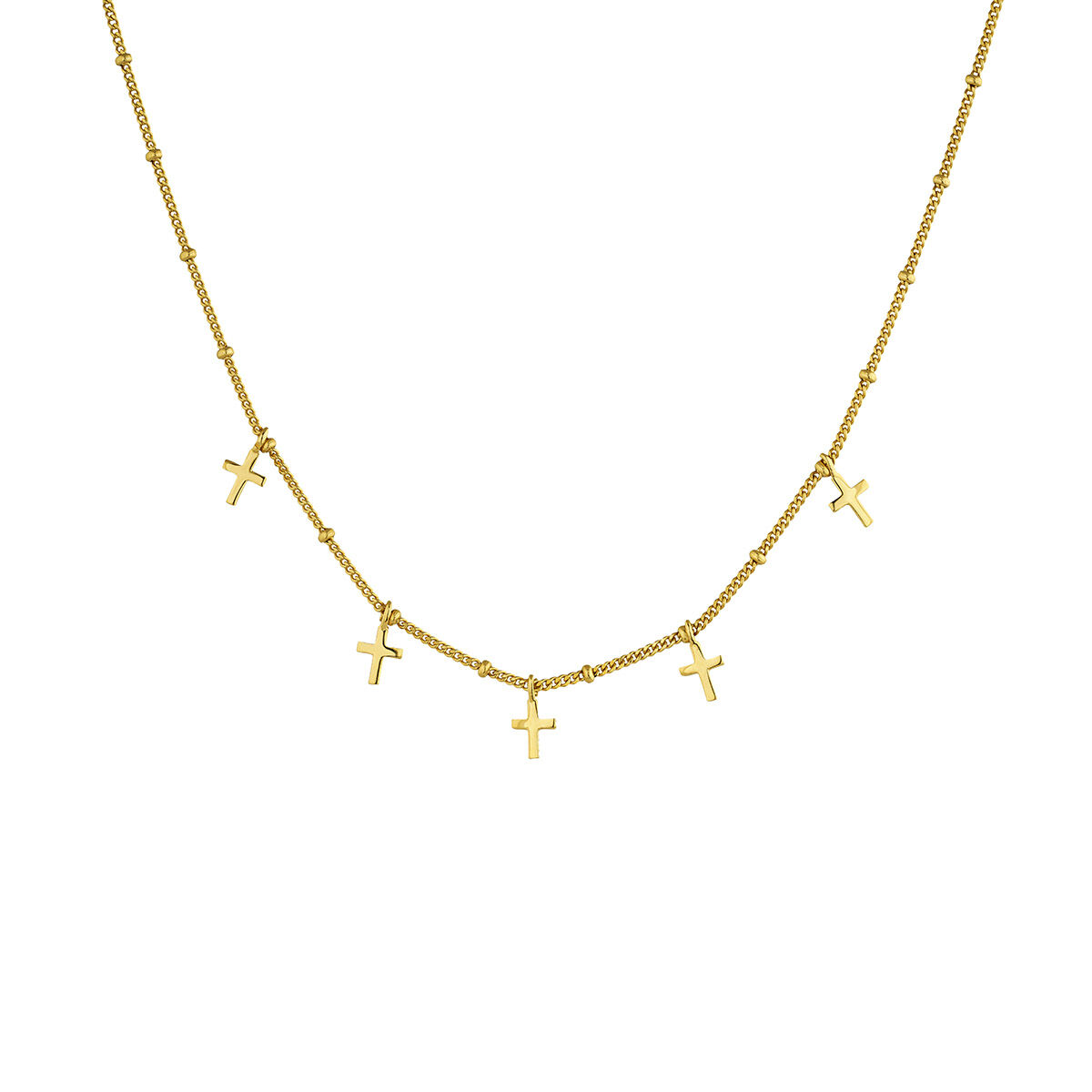 Gold-plated silver necklace with several crosses , J04863-02, hi-res