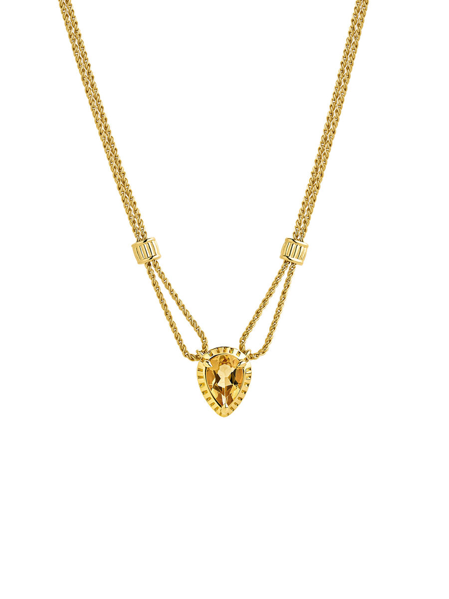 Pendant in 18k yellow gold-plated silver with yellow quartz, J05300-02-CI, hi-res