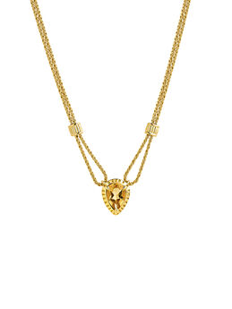 Pendant in 18k yellow gold-plated silver with yellow quartz, J05300-02-CI,hi-res