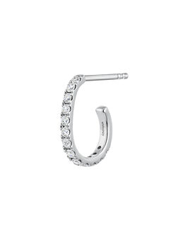 Single small hoop earring in 18k white gold with 0.20ct diamonds, J05315-01-H-I2,hi-res