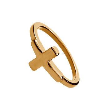 Rose gold plated simple cross ring , J00861-03,hi-res