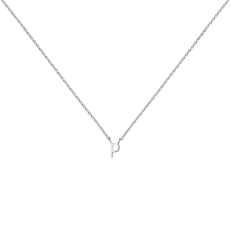 White gold Initial P necklace , J04382-01-P, hi-res